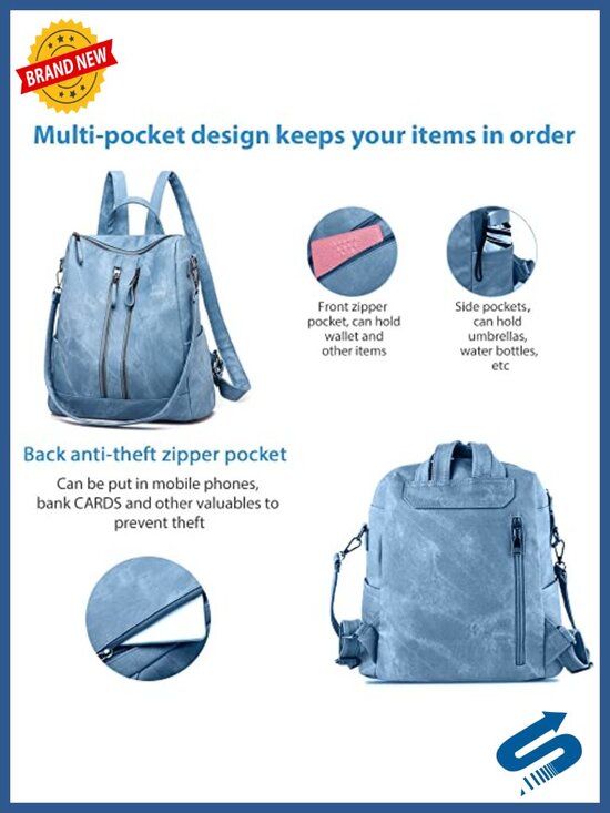 Small Leather Waterproof Anti-theft Convertible Backpack Purse for Women